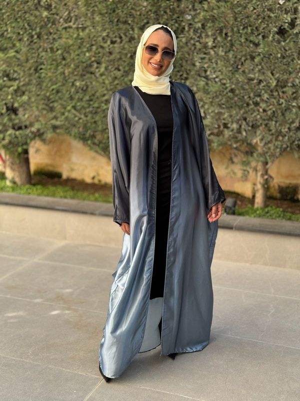 
                  
                    Colored Elegance in an Open Abaya
                  
                