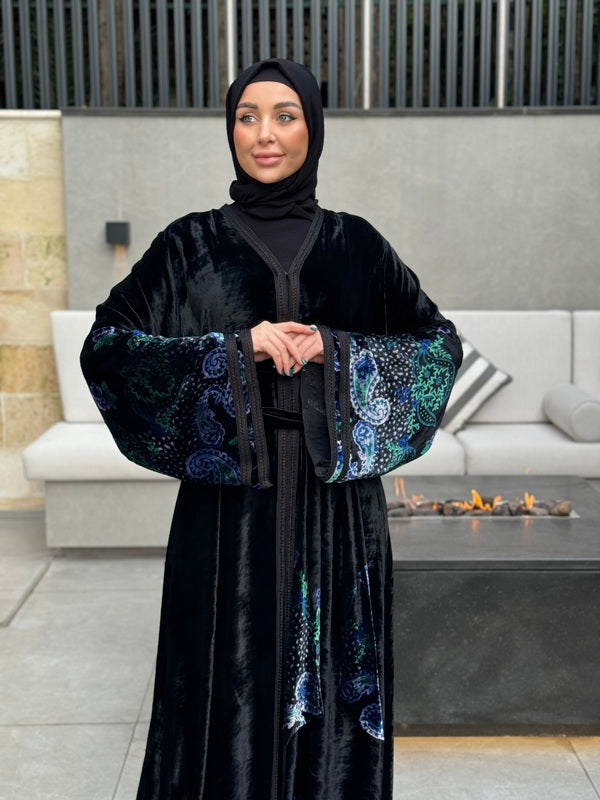 
                  
                    Black Abaya with Colorful Patterning
                  
                