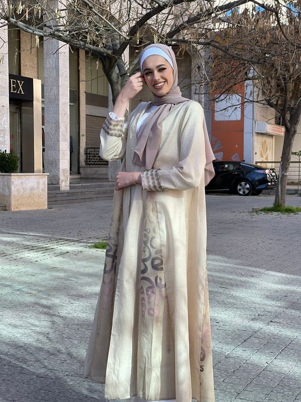 Embroidered Elegance in an Open Abaya