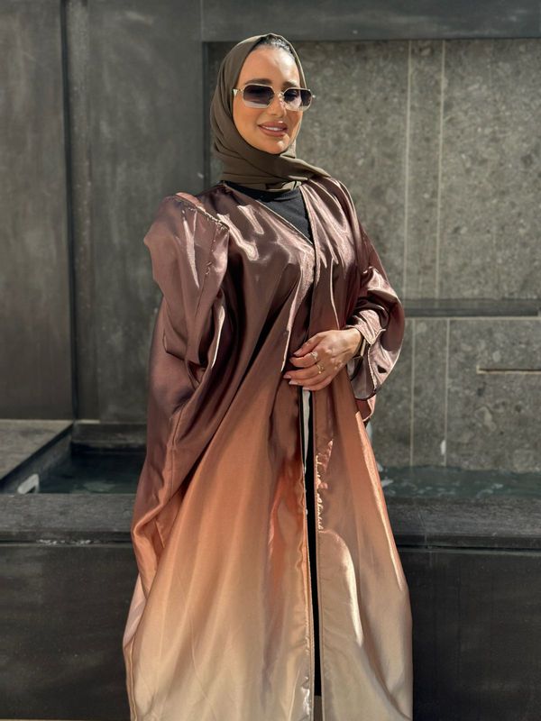 
                  
                    Colored Elegance in an Open Abaya
                  
                