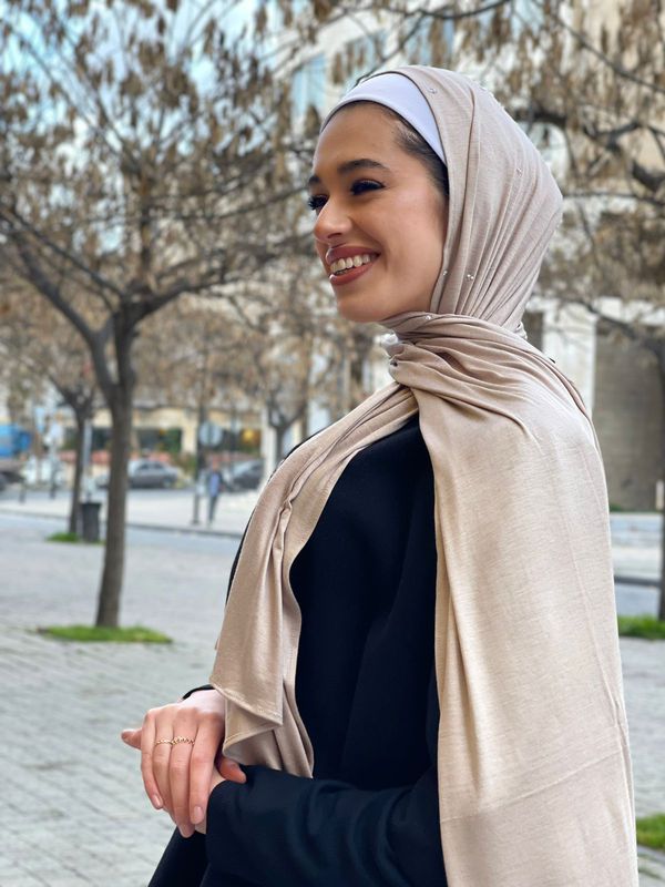 Cotton Lycra Scarf with Rhinestone Embellishments – Al Karam Qadri