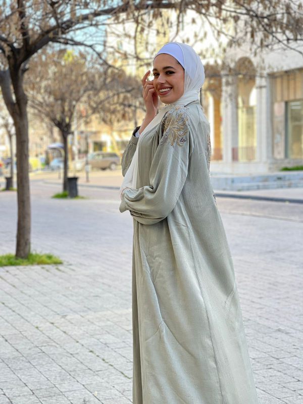 Embroidered Turkish Abaya  with Pearl Essence