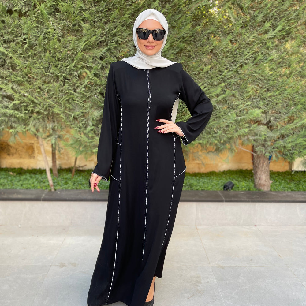 
                      
                        Elegant Black Zip-Front Abaya
                      
                    