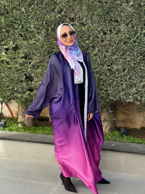 
                  
                    Colored Elegance in an Open Abaya
                  
                