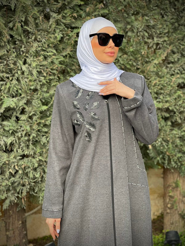 
                  
                    Winter Wool Abaya with Leaf Embroidery
                  
                