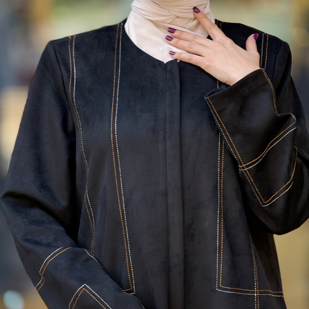 
                      
                        Unique Suede Abaya
                      
                    