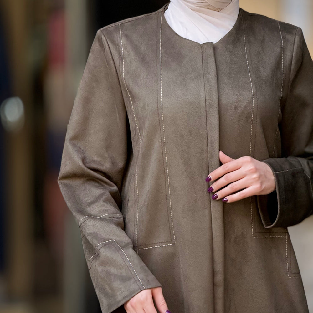 
                      
                        Unique Suede Abaya
                      
                    