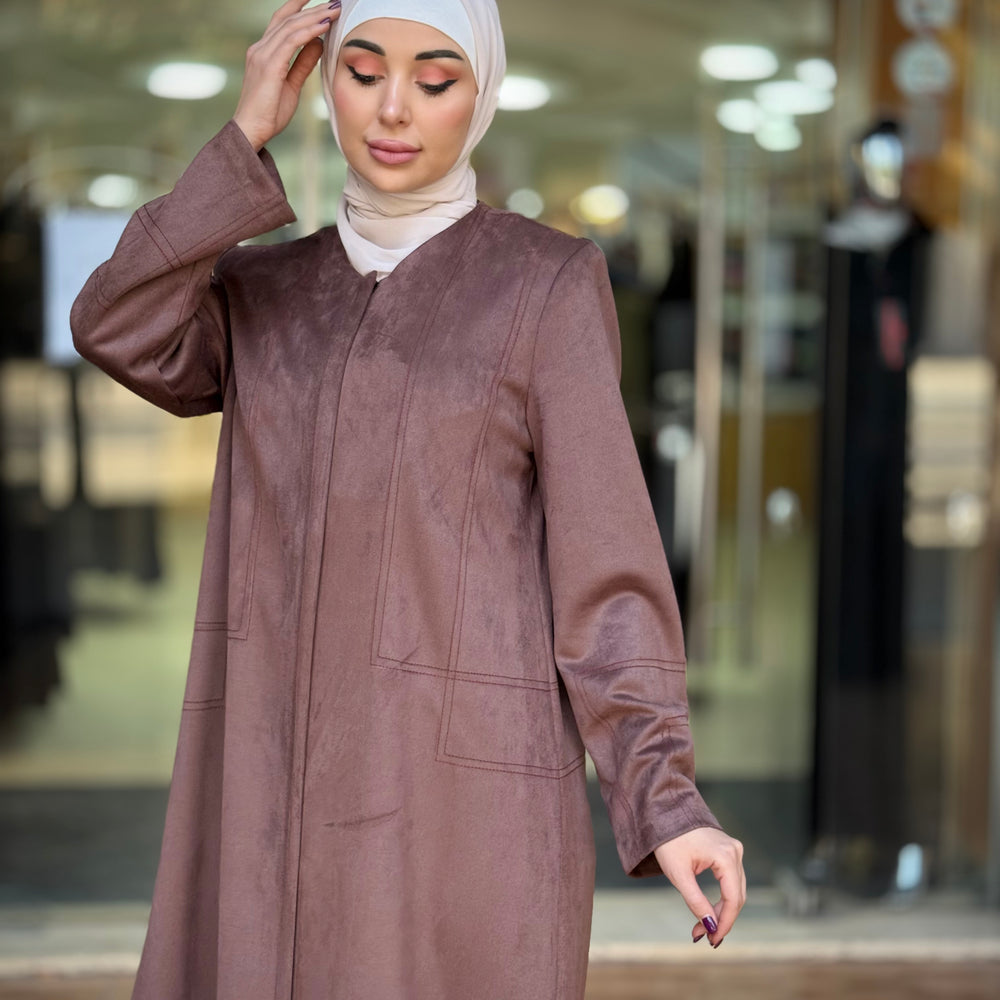 
                      
                        Unique Suede Abaya
                      
                    