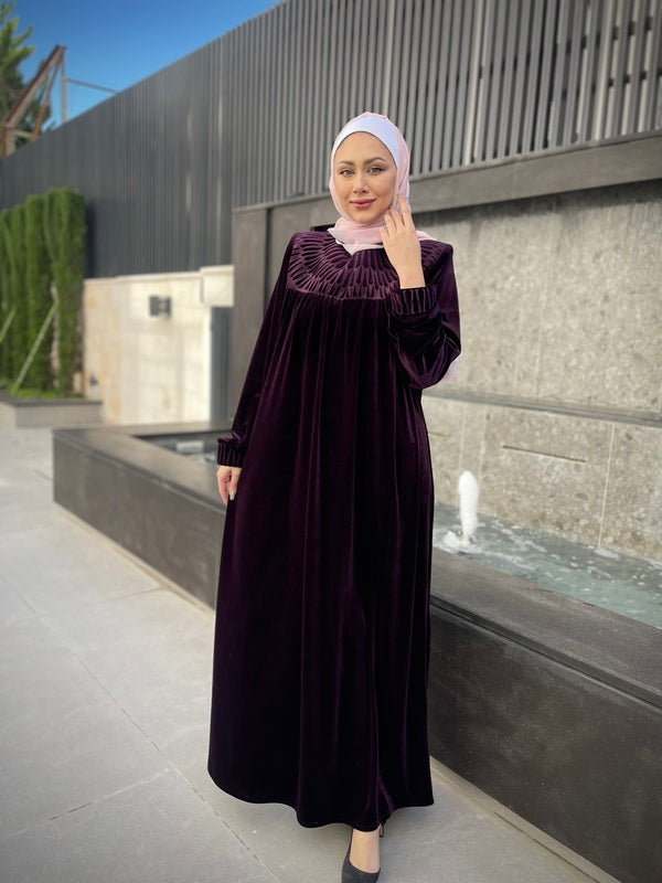 
                  
                    Velvet Abaya with Practical Front Closure
                  
                