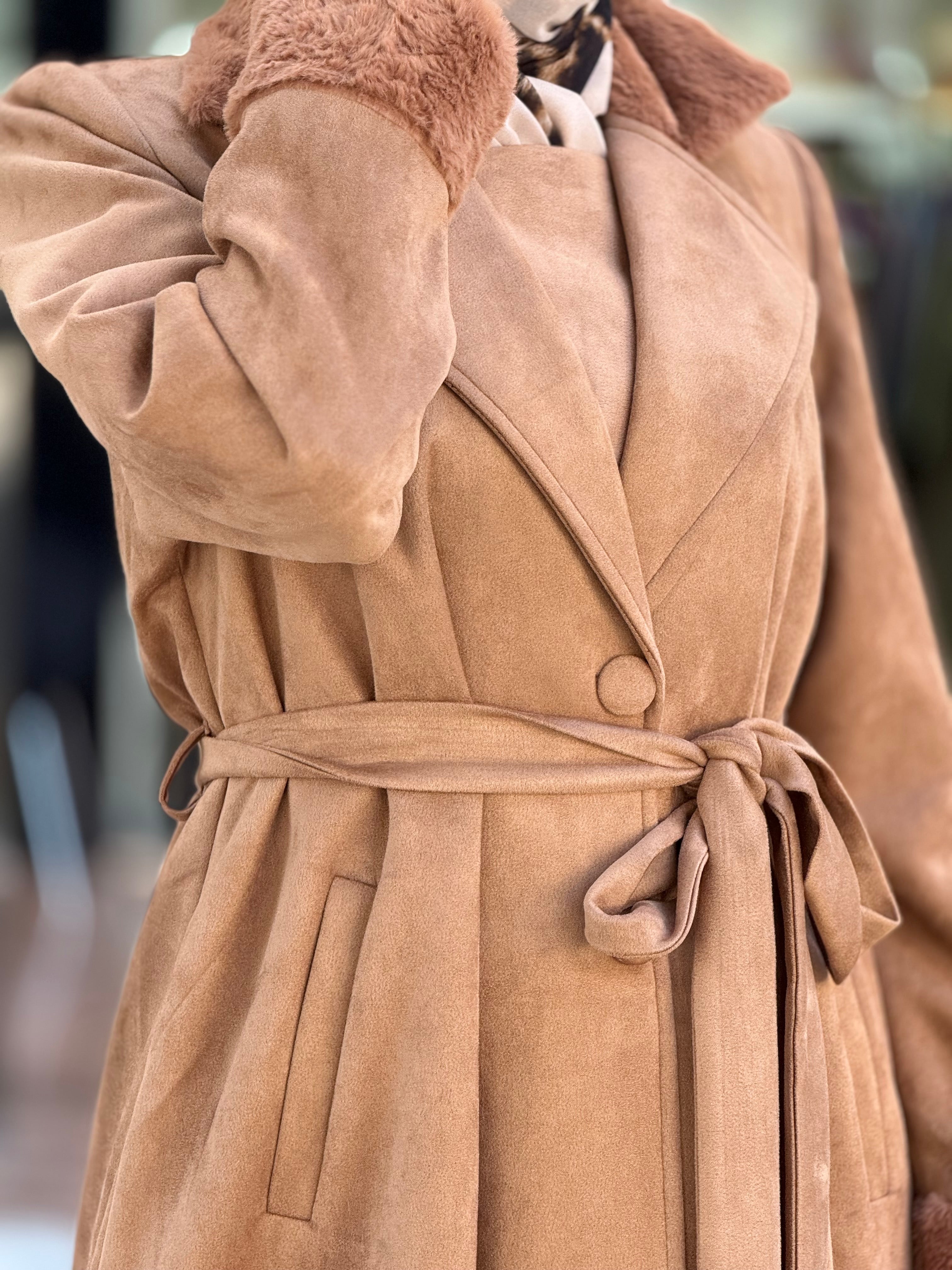 Open-Front Jilbab with Fur & Belt | Modest Islamic Winter Fashion