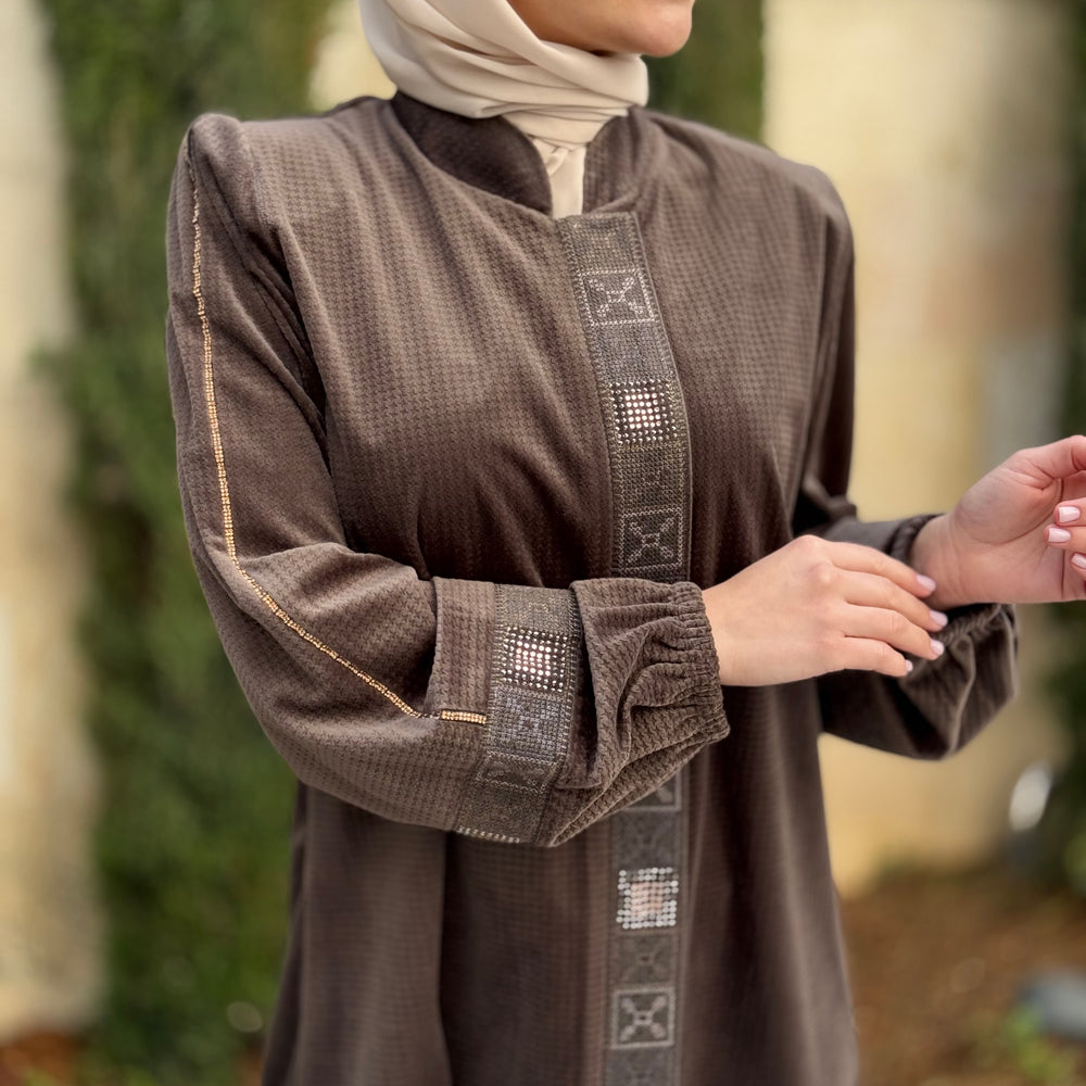 
                      
                        Elegant Winter Abaya With Modern Embroidery
                      
                    