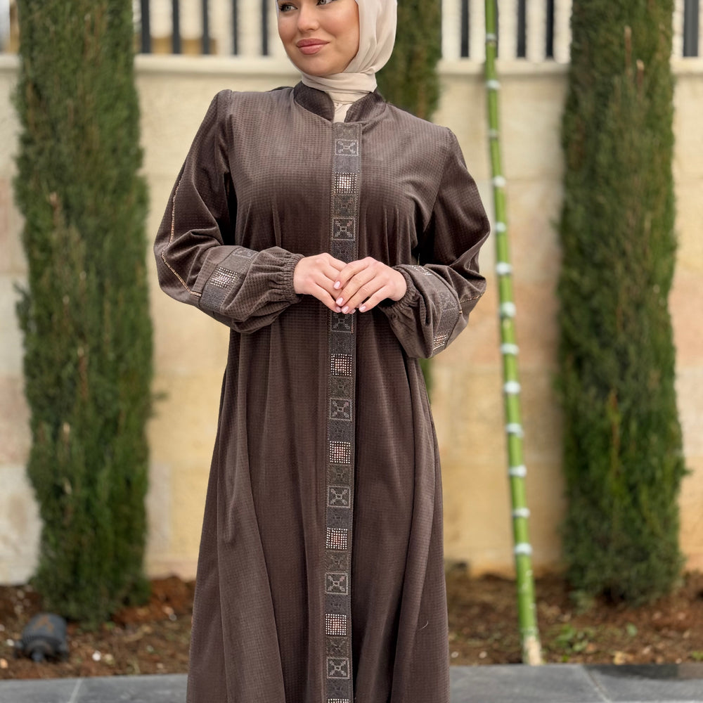 
                      
                        Elegant Winter Abaya With Modern Embroidery
                      
                    