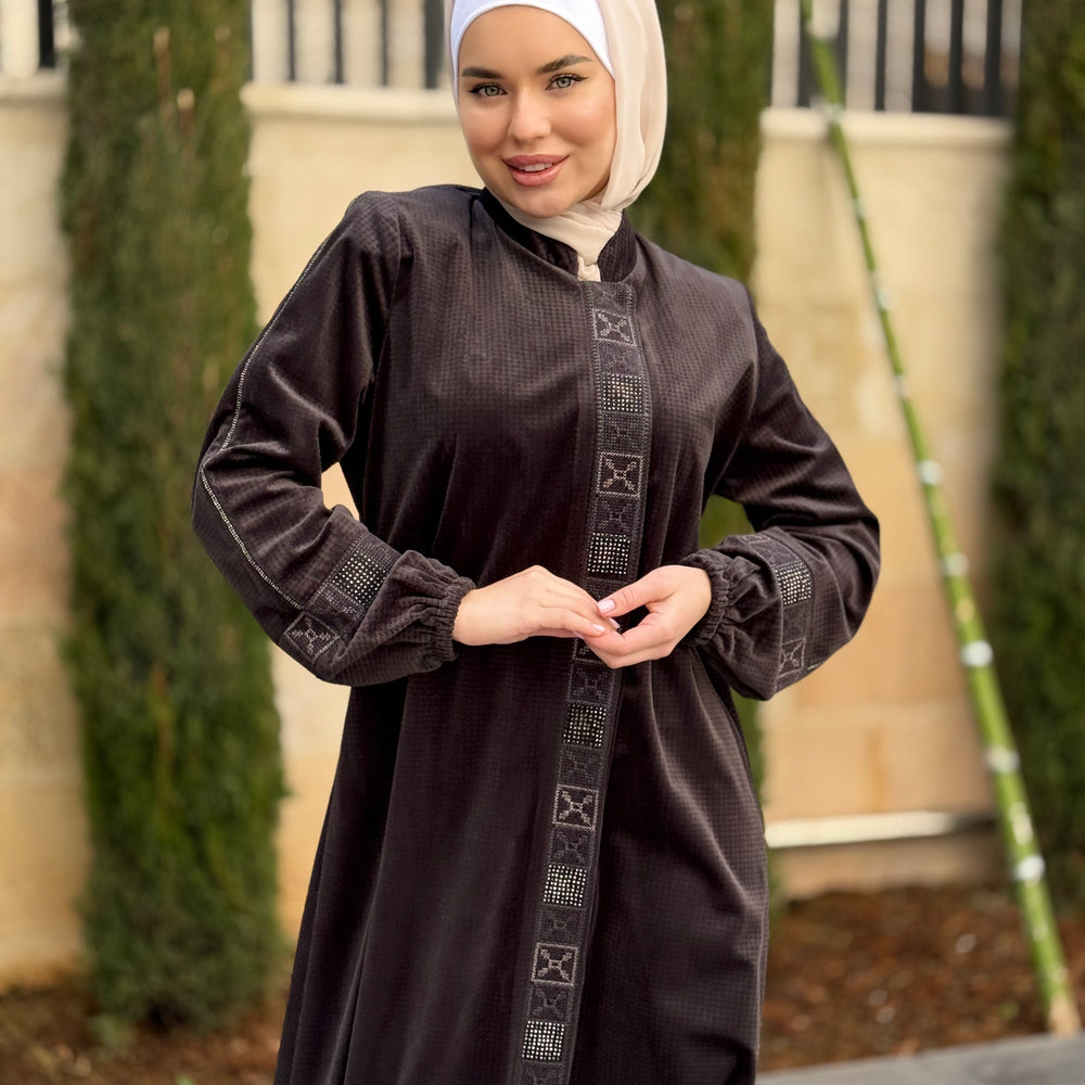 
                      
                        Elegant Winter Abaya With Modern Embroidery
                      
                    