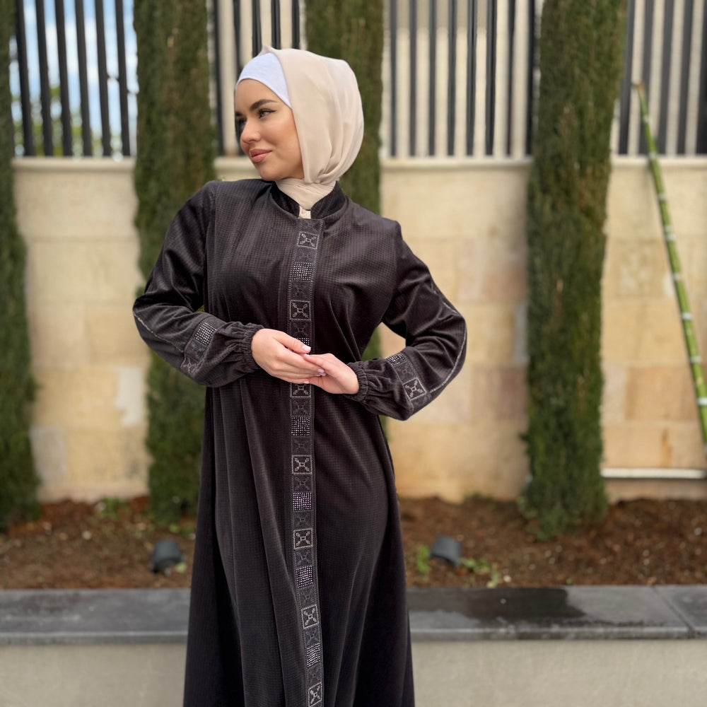 
                      
                        Elegant Winter Abaya With Modern Embroidery
                      
                    