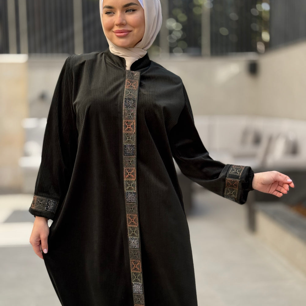 
                      
                        Elegant Winter Abaya With Modern Embroidery
                      
                    