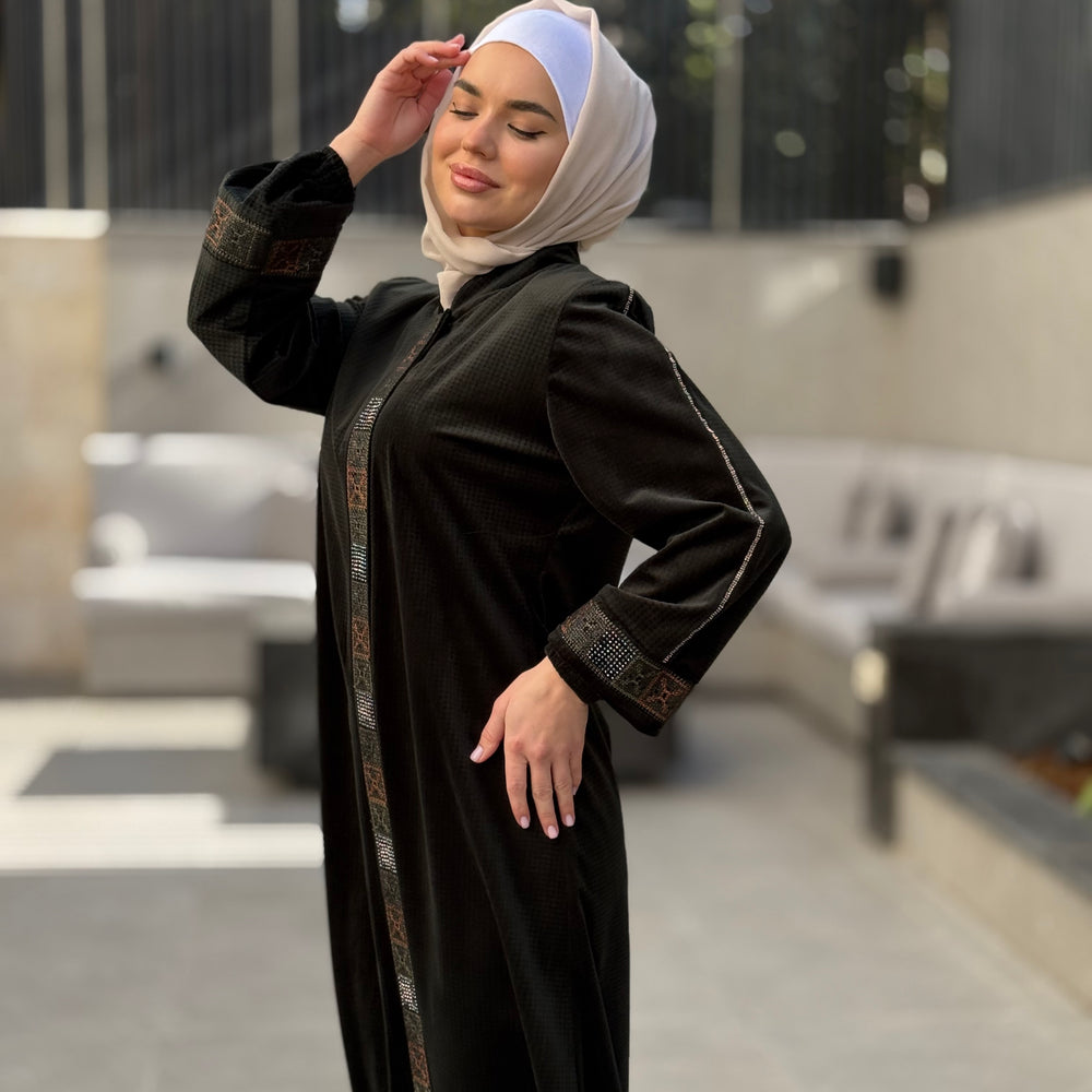 
                      
                        Elegant Winter Abaya With Modern Embroidery
                      
                    