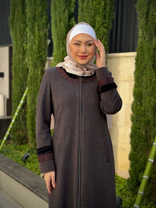 
                  
                    Woolen Jilbab with Embroidery and Faux Fur
                  
                