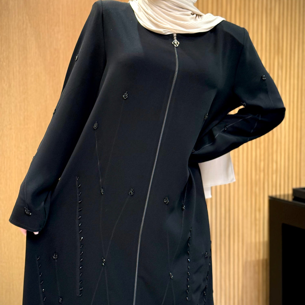 
                      
                        Luxurious Black Abaya with Elegant Embroidery
                      
                    