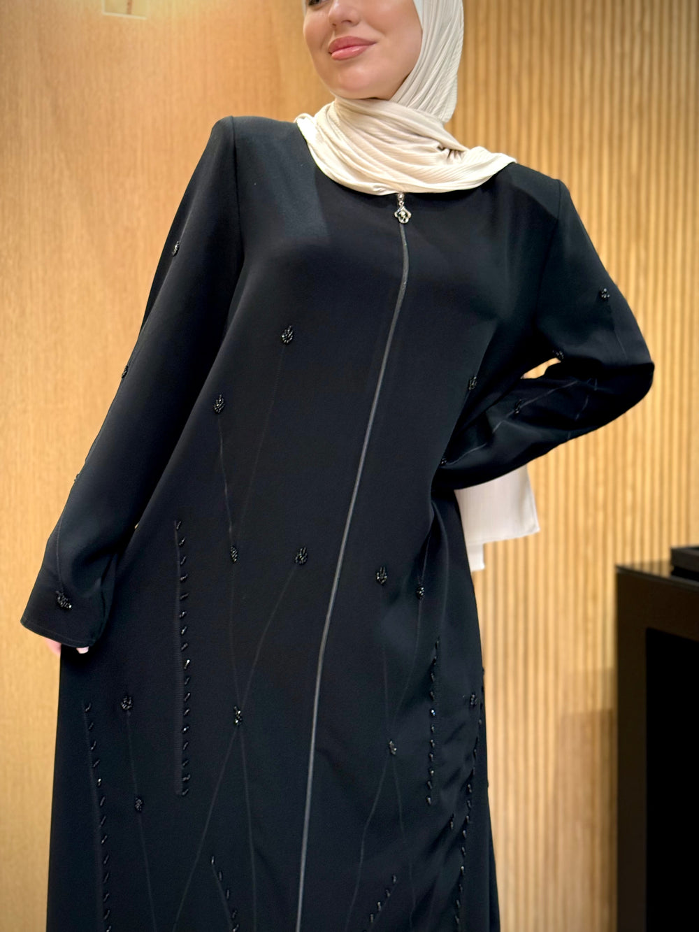 Luxurious Black Abaya with Elegant Embroidery