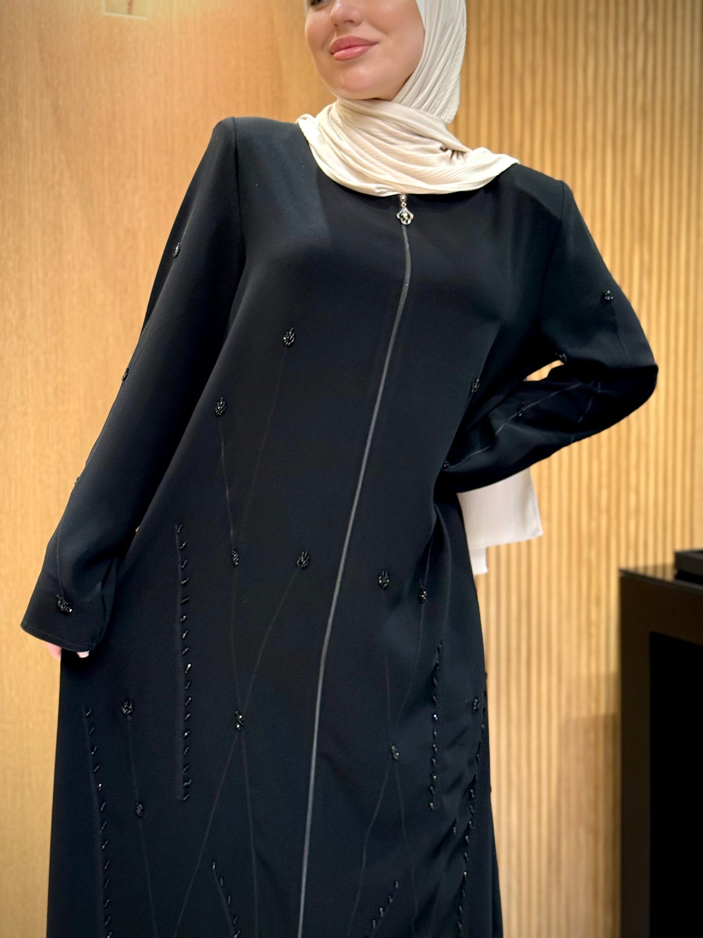 Luxurious Black Abaya with Elegant Embroidery