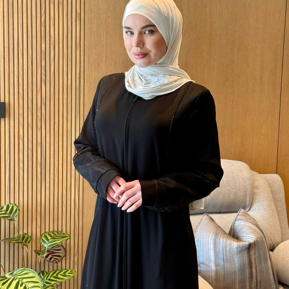 
                      
                        Unique Black Abaya With Embroidery
                      
                    