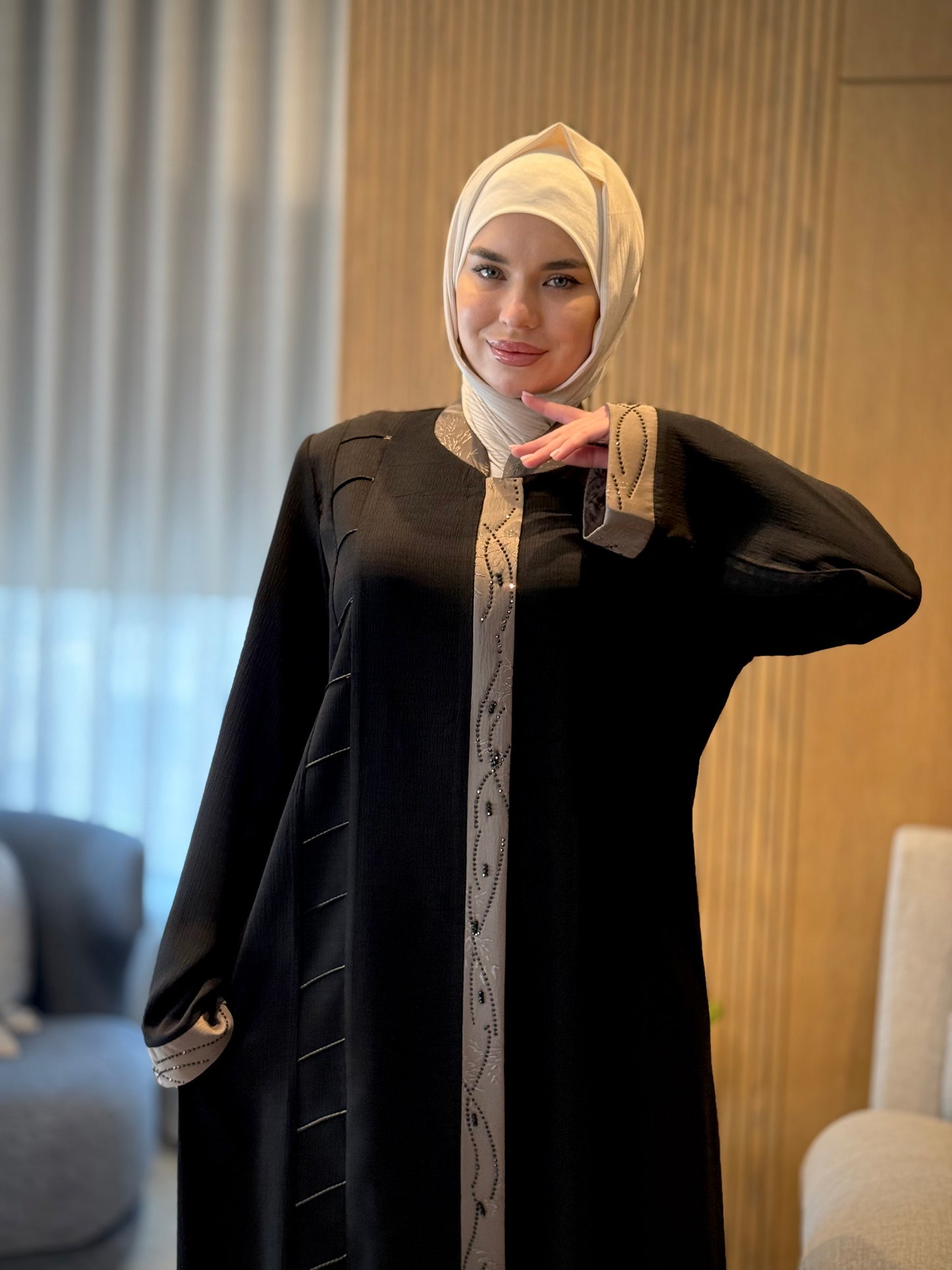 Unique Abaya With Beaded Details