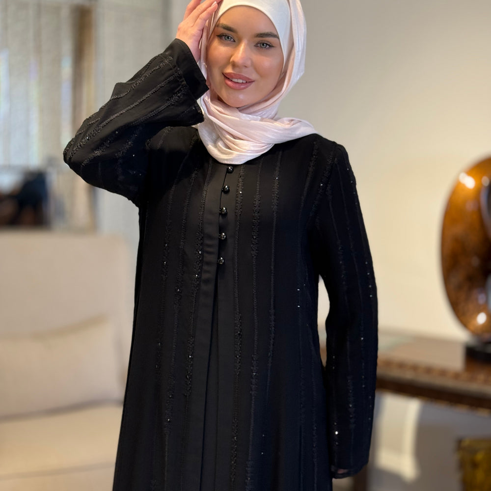 Two Layered Emroidered Elegant Abaya