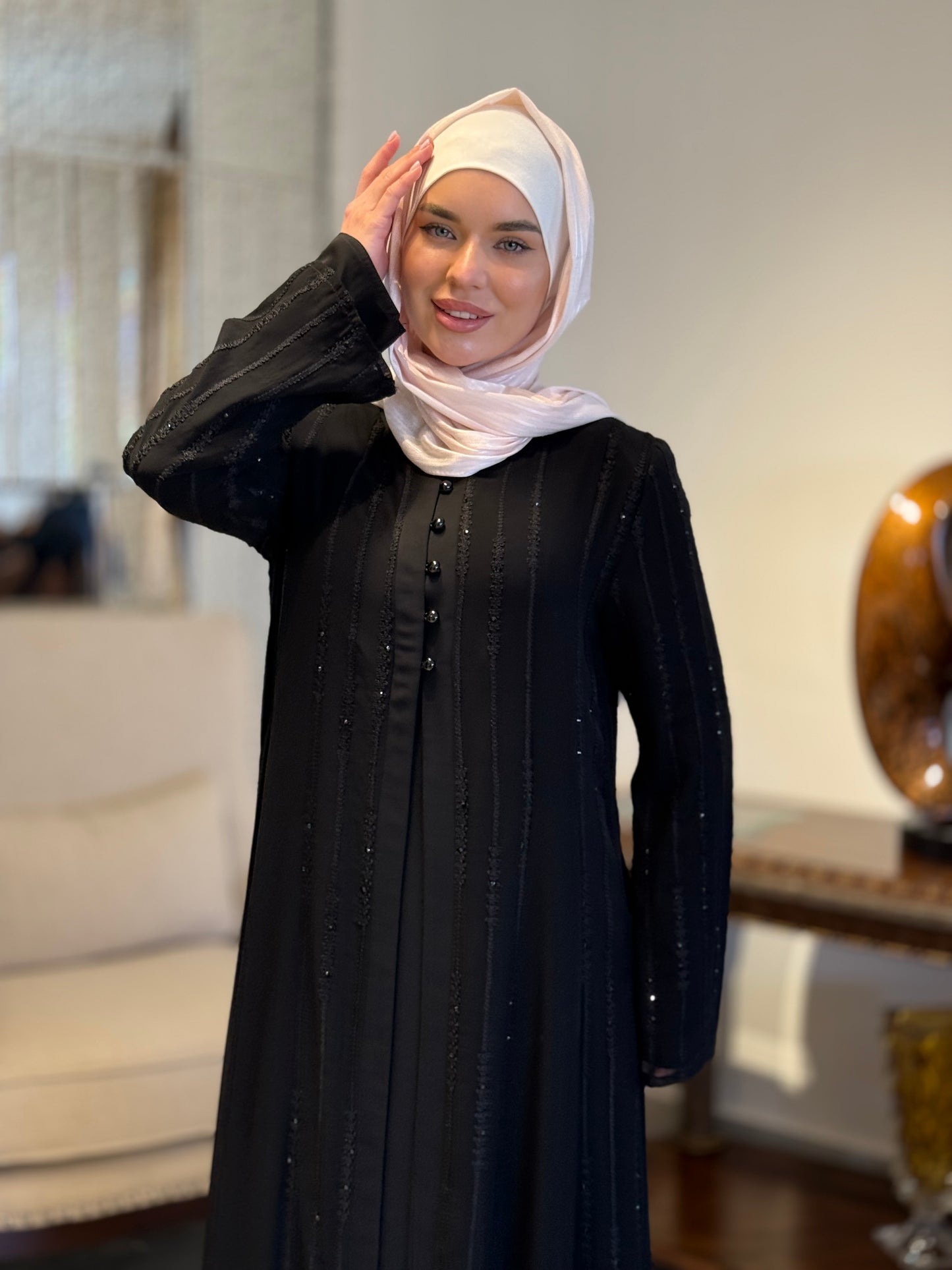 Two Layered Emroidered Elegant Abaya