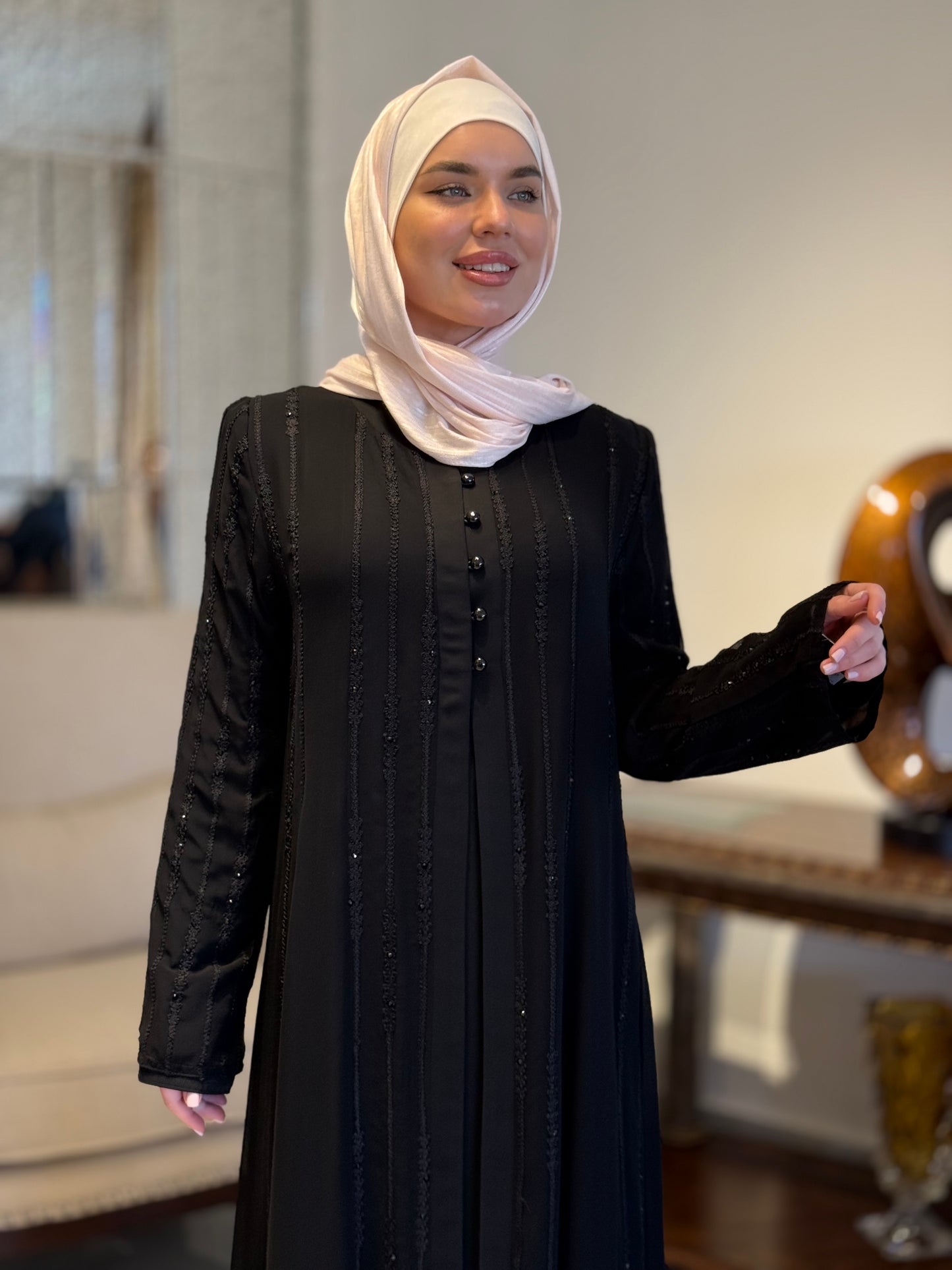 Two Layered Emroidered Elegant Abaya