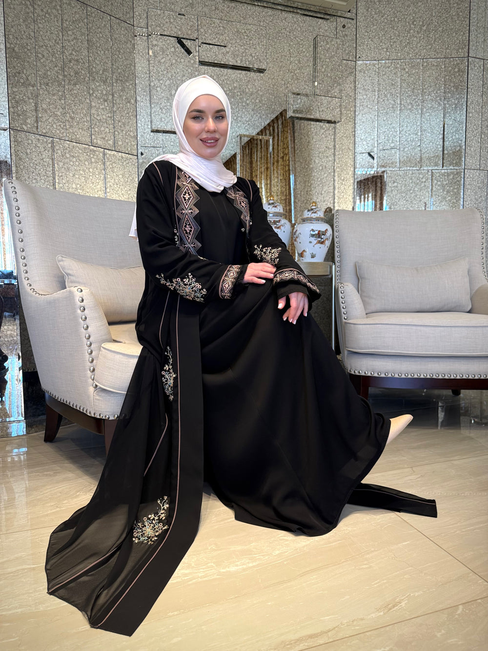 Embroidered Two Layered Luxurious Abaya