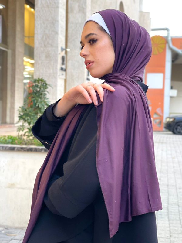 Cotton Lycra Scarf with Rhinestone Embellishments – Al Karam Qadri