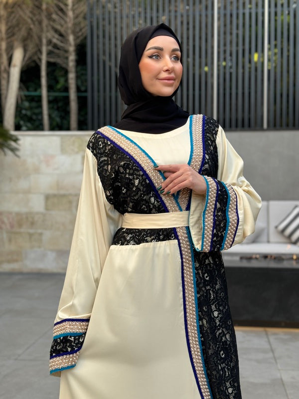 Exclusive Silk Caftan with Lace Inserts