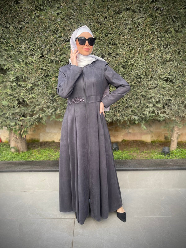 Classy Embroidered Suede Jilbab
