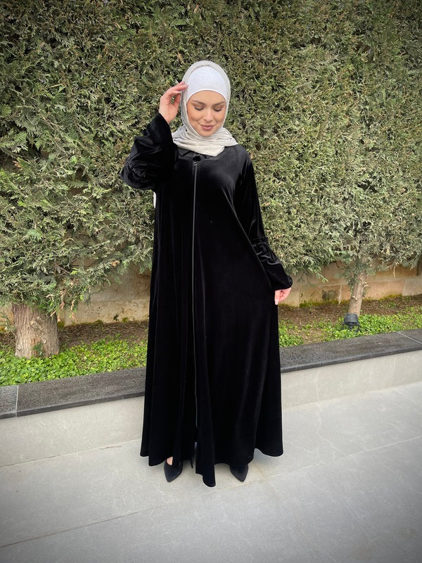
                  
                    Black Winter Abaya Velvet Elegance
                  
                