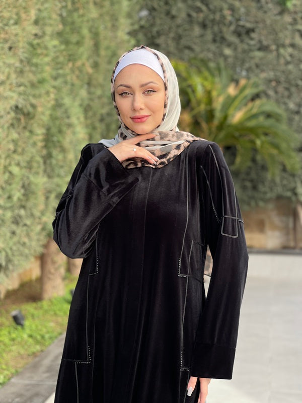 
                  
                    Black Velvet Pearled Abaya
                  
                