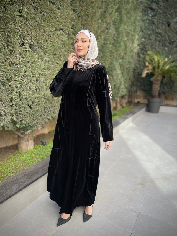 
                  
                    Black Velvet Pearled Abaya
                  
                