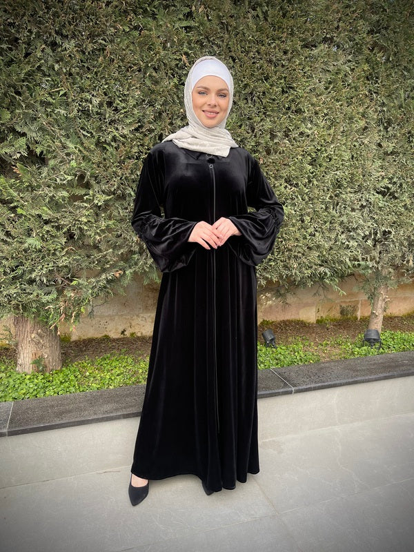 
                  
                    Black Winter Abaya Velvet Elegance
                  
                