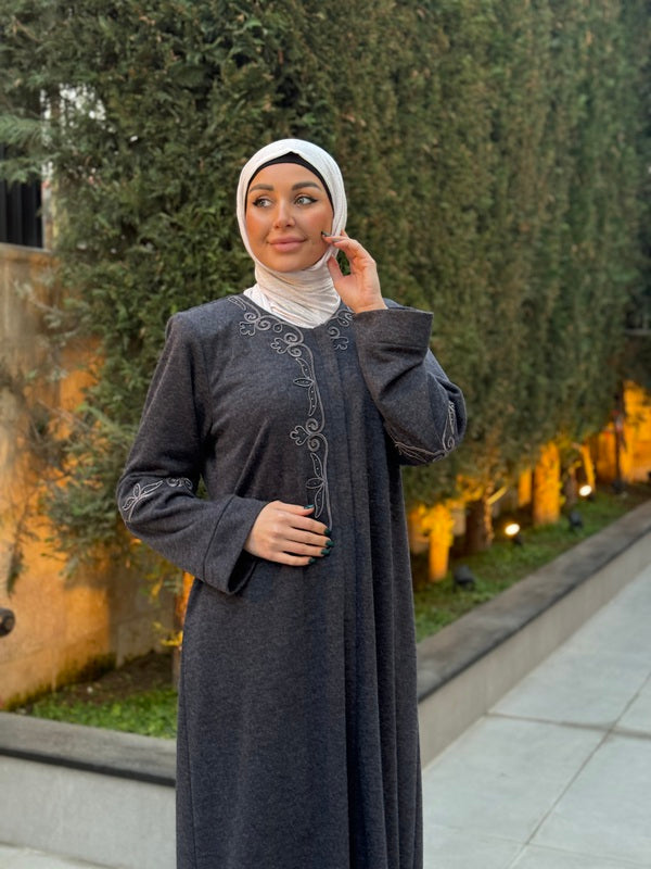 
                  
                    Woolen Abaya with Front-Zip and Elegant Embroidery
                  
                