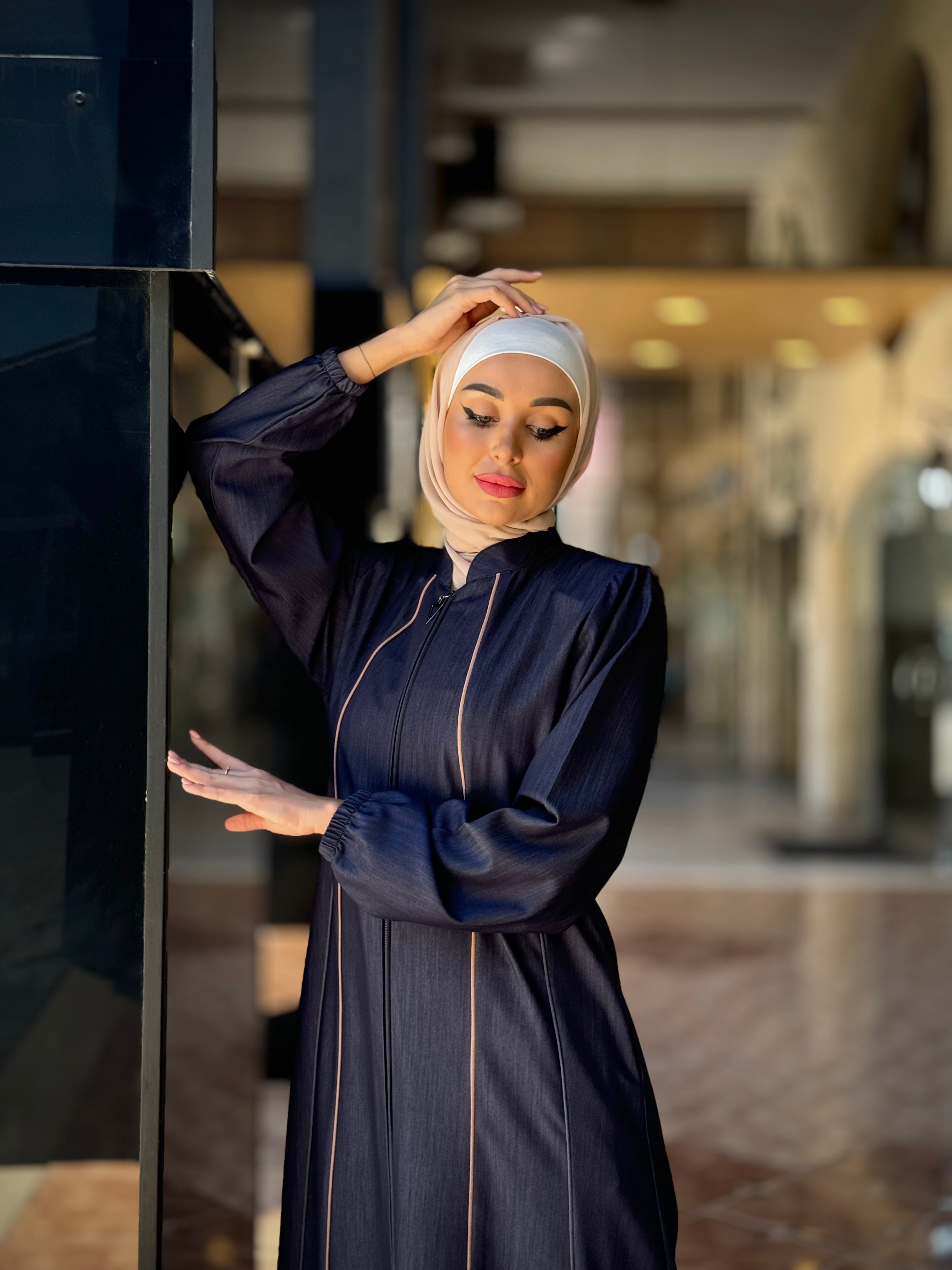 Simple Soft Denim Abaya Al Karam Qadri