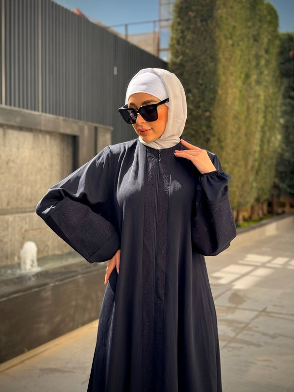 
                  
                    Embroidered Front-Zip Abaya in Zoom Fabric
                  
                