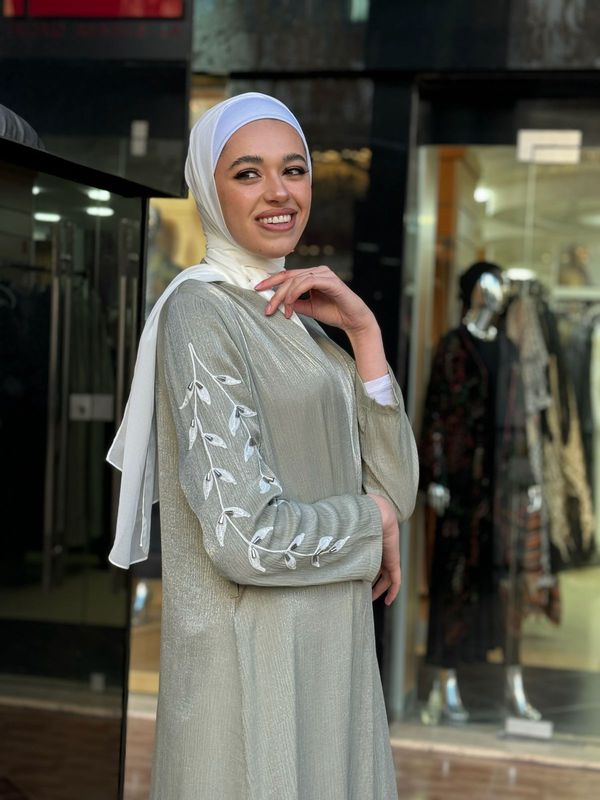 
                  
                    Embroidered Elegance in an Open Abaya Cardigan
                  
                