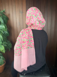 Italian Chiffon Shawl With Flowers Patterned