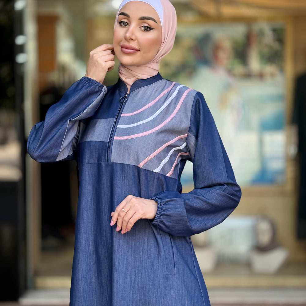 
                      
                        Practical  Denim Abaya
                      
                    