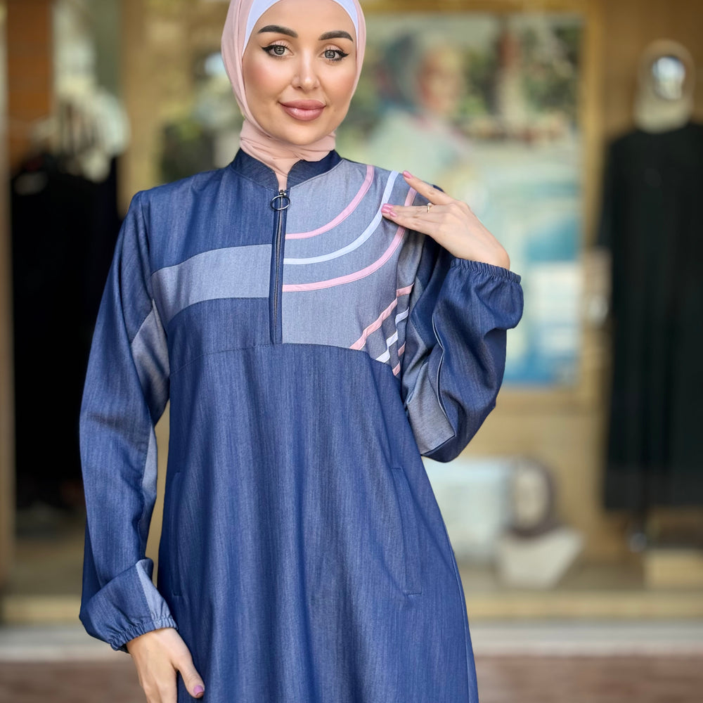 
                      
                        Practical  Denim Abaya
                      
                    