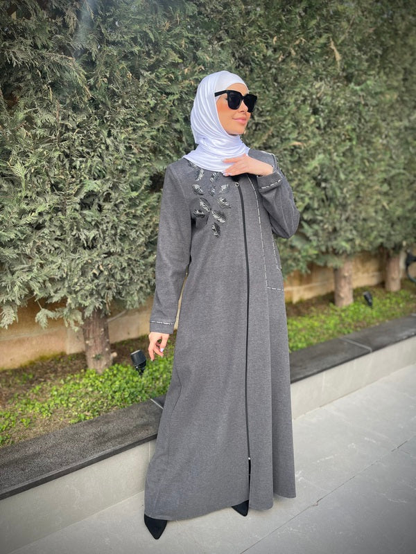 
                  
                    Winter Wool Abaya with Leaf Embroidery
                  
                