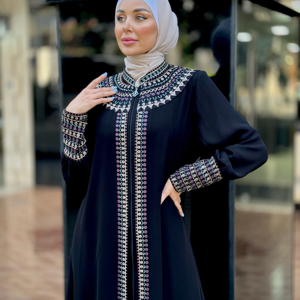 
                      
                        Elegant Double-Layered Black Abaya
                      
                    