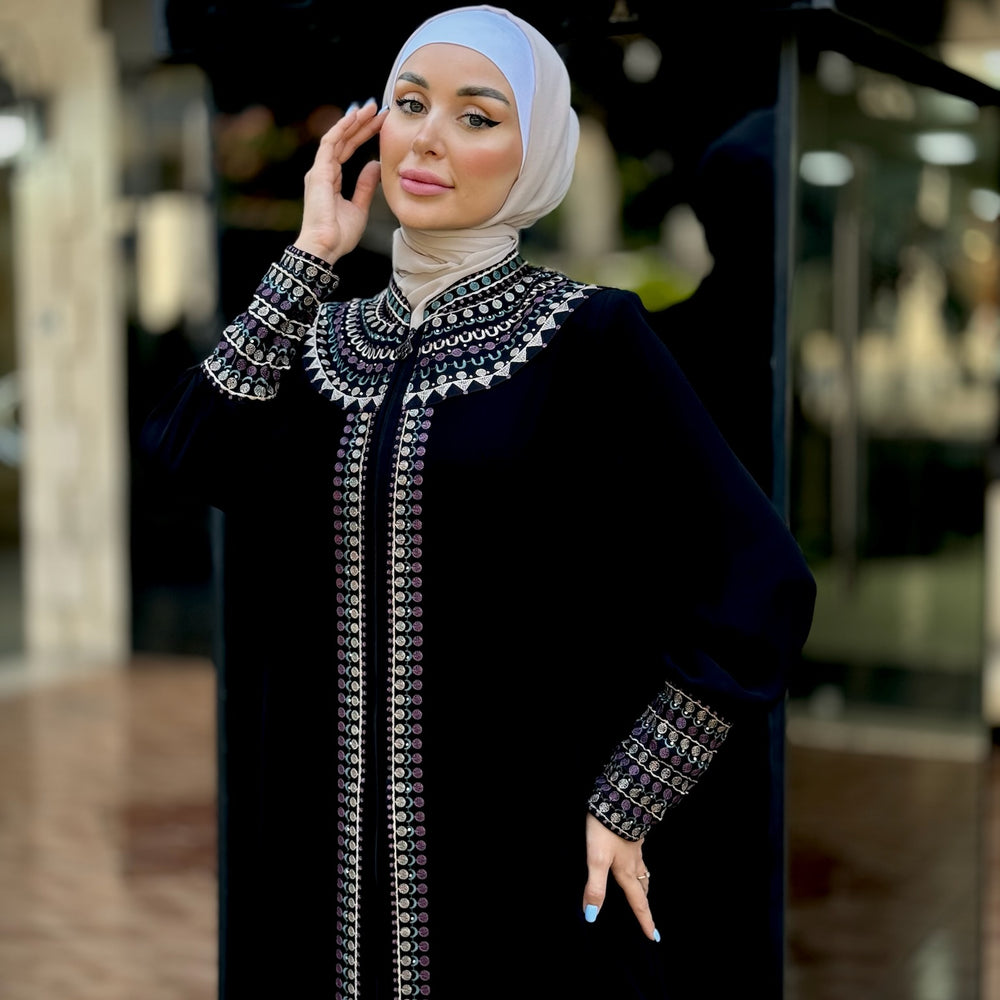 
                      
                        Elegant Double-Layered Black Abaya
                      
                    