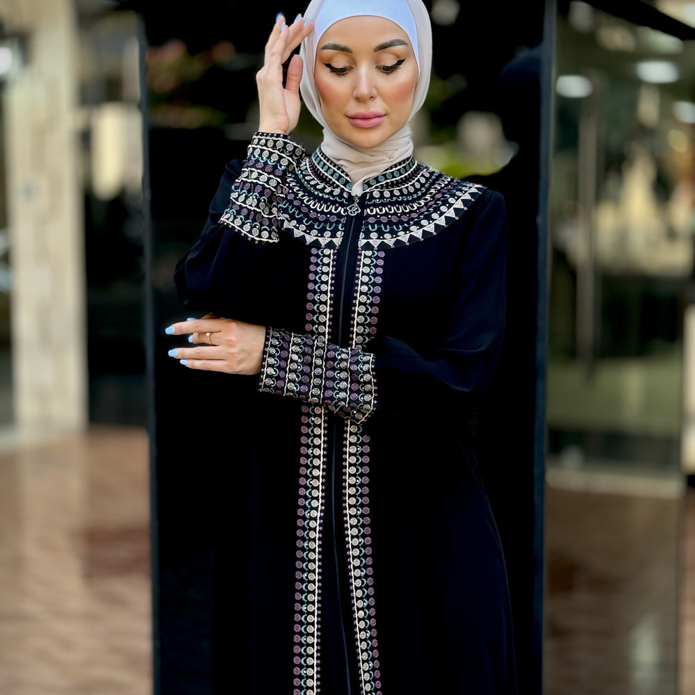 
                      
                        Elegant Double-Layered Black Abaya
                      
                    