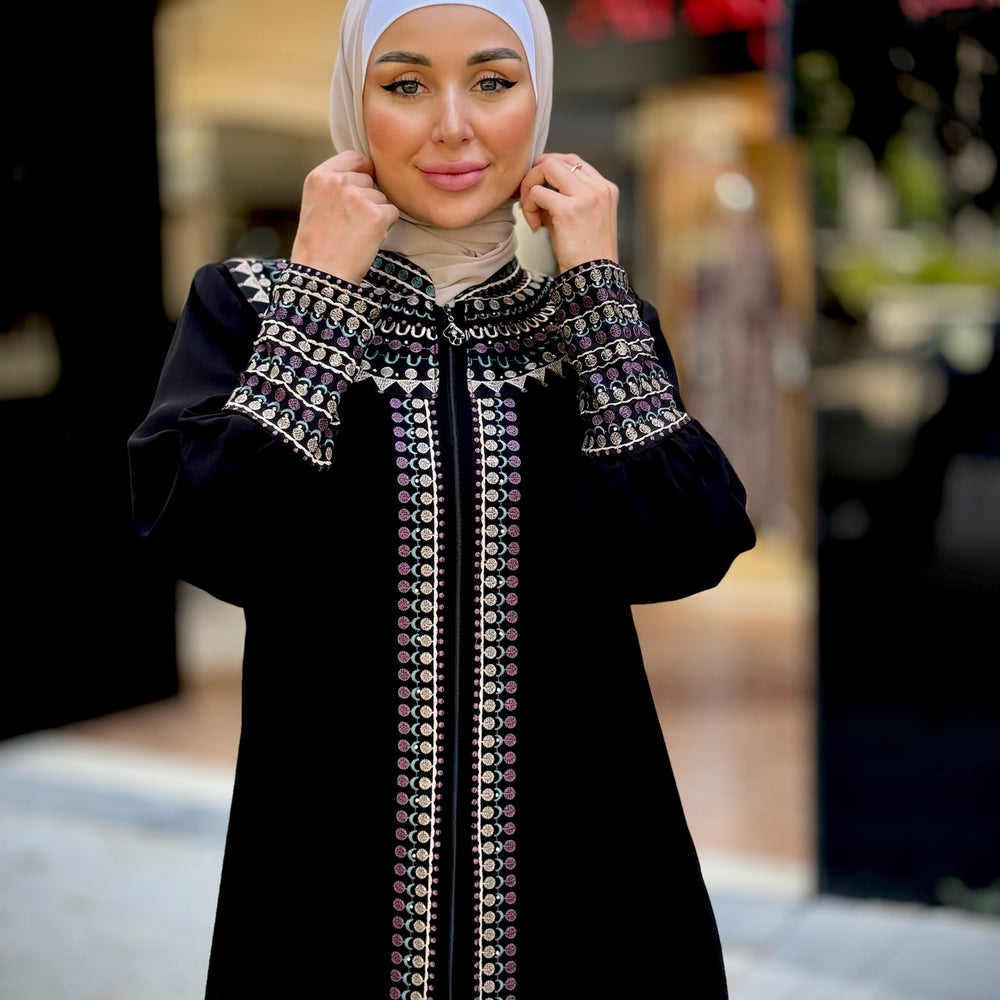 
                      
                        Elegant Double-Layered Black Abaya
                      
                    