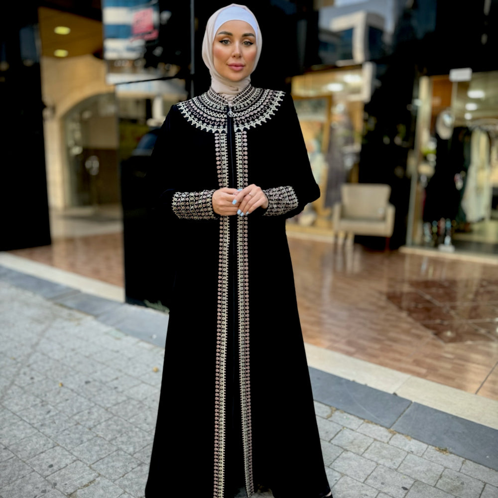 
                      
                        Elegant Double-Layered Black Abaya
                      
                    